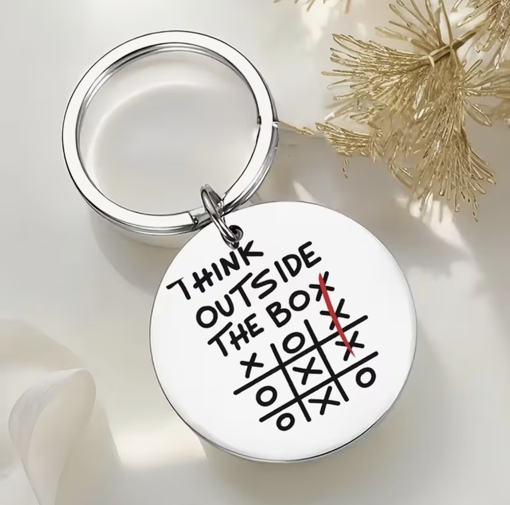 3/$25 Think Outside the Box Keychain Tic-Tac-Toe Design Stainless Steel Keychain